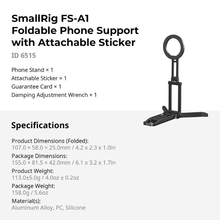 SmallRig 6515 FS-A1 Foldable Phone Support with Attachable Sticker